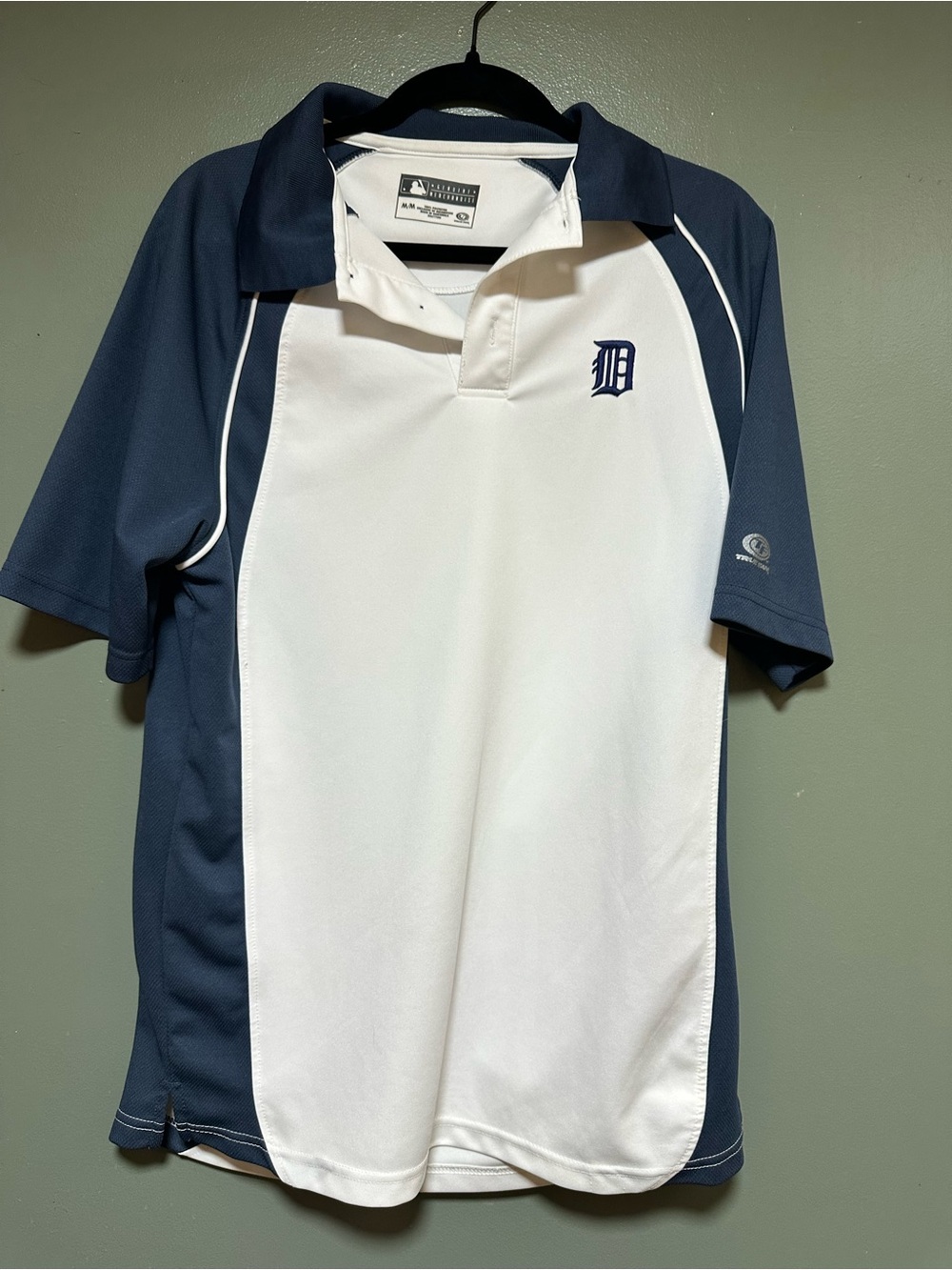 Majestic Athletic Men’s Detroit Tigers White & Navy Polo Size M